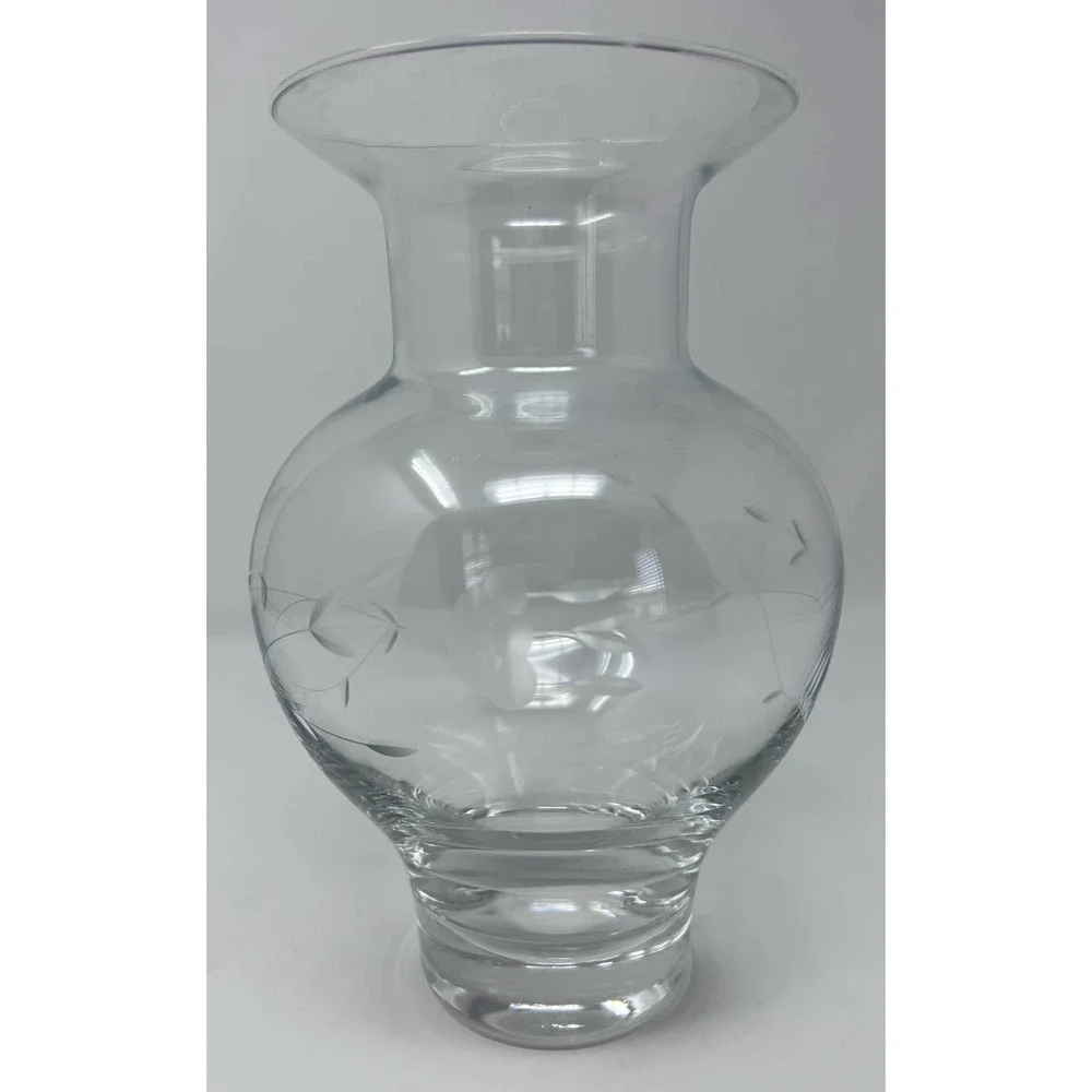 Princess House Clear Frosted Floral Pattern Defect‎ at Top Vase 9